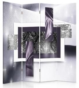 Ozdobný paraván Abstraktní fialová šedá - 145x170 cm, štvordielny, klasický paraván