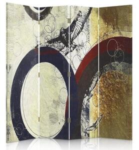 Ozdobný paraván Abstraktní barevný kruh - 145x170 cm, štvordielny, klasický paraván