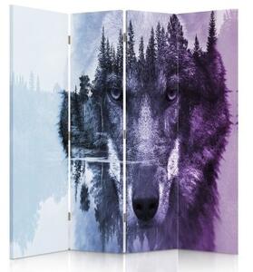 Ozdobný paraván Lesní vlk Zvířata Příroda - 145x170 cm, štvordielny, klasický paraván