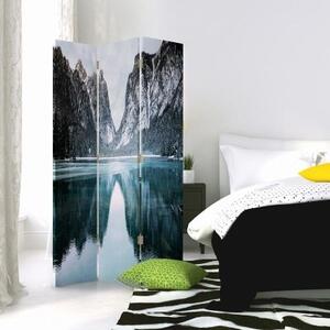 Ozdobný paraván Hory Jezero Krajina - 110x170 cm, trojdielny, klasický paraván