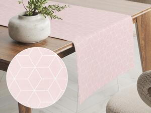 Biante Bavlnený behúň na stôl Sandra SA-485 Pastelovo ružový geometrický vzor 3D kocky 20x160 cm