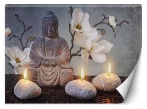 Fototapeta, Buddha se svíčkami - 200x140 cm