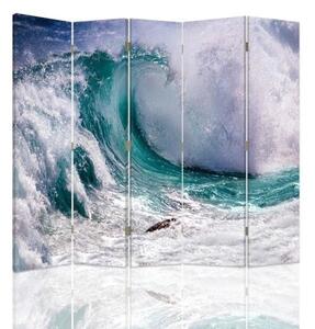 Ozdobný paraván 5dílné vlny Mořská příroda - 180x170 cm, päťdielny, klasický paraván