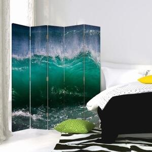 Ozdobný paraván 5dílné rozbouřené vlny moře - 180x170 cm, päťdielny, klasický paraván