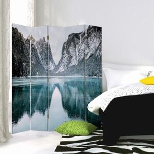 Ozdobný paraván Hory Jezero Krajina - 180x170 cm, päťdielny, klasický paraván
