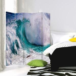 Ozdobný paraván 5dílné vlny Mořská příroda - 180x170 cm, päťdielny, klasický paraván