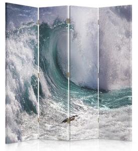 Ozdobný paraván Vlny moře - 145x170 cm, štvordielny, klasický paraván