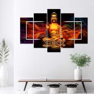 Obraz na plátně pětidílný Buddha Zlatá abstrakce - 100x70 cm
