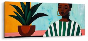 Obraz - Žena s kvetinou (120x50 cm)