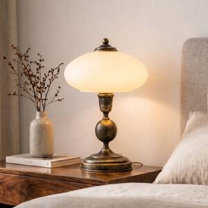 Jupiter Stolová lampa Bolero, čierno-zlatá, krémová, oceľ, sklo, E14, Krémová / jantárovo žltá, Obývacia izba / jedáleň, kov, Starožitný, Stojacie svietidlo