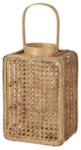 Lampáš prírodný umelý ratan 28 cm sklenený svietnik boho štýl dekoratívny doplnok