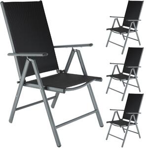 Tectake 401634 4 záhradné stoličky hliníkové - čierna/antracit