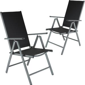 Tectake 401633 2 záhradné stoličky hliníkové - čierna/antracit