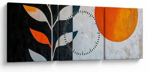 Obraz - Abstrakcia rastliny a slnka (s hodinami) (90x30 cm)