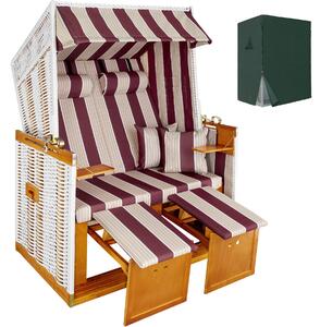 Tectake 403908 plážový sedací box s čalúnením vr. ochranné plachty - červená/biela