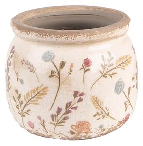 Keramický obal na kvetináč s kvietkami Floral Cartoon S - Ø12*9 cm - Clayre & Eef