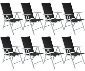 Tectake 404365 8 záhradné stoličky hliníkové - čierna/strieborná