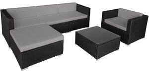 Tectake 404324 záhradný ratanový nábytok milano, varianta 2 - čierna/šedá
