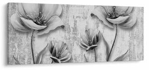 Obraz - Čiernobiele kvety na pozadí (120x50 cm)