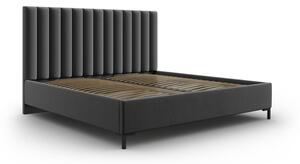 Tmavosivá čalúnená dvojlôžková posteľ s úložným priestorom s roštom 200x200 cm Casey – Mazzini Beds