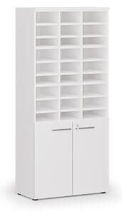 Triediaci regál s dverami PRIMO WHITE, 800 x 420 x 1781 mm, 27 priehradok, biela