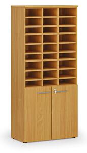 Triediaci regál s dverami PRIMO WOOD, 800 x 420 x 1781 mm, 27 priehradok, buk