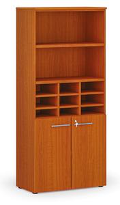 Triediaci regál s dverami PRIMO WOOD, 800 x 420 x 1781 mm, 9 priehradok, čerešňa