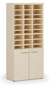 Triediaci regál s dverami PRIMO WOOD, 800 x 420 x 1781 mm, 27 priehradok, breza