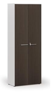 Kancelárska skriňa s dverami PRIMO WHITE, 800 x 420 x 2128 mm, biela/wenge