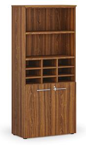 Triediaci regál s dverami PRIMO WOOD, 800 x 420 x 1781 mm, 9 priehradok, orech