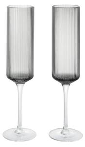 Ferm Living Poháre na šampanské Ripple Flutes set 2 ks, smoked grey