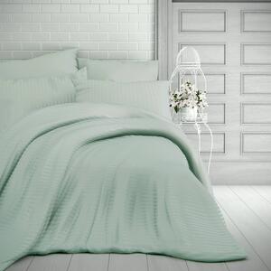 Kvalitex Francúzske saténové obliečky s prúžkom 1+2, 200x200, 70x90cm OLIVOVÉ