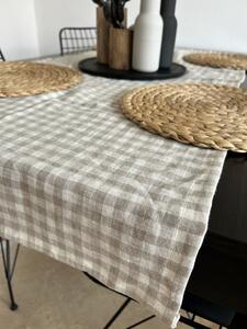 Tom Linen stolový behúň v prírodnej kárované farbe Velikost: 40x140
