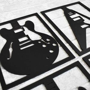 DUBLEZ | 4-dielna drevená nálepka na stenu - Gitary