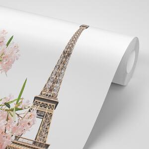 Fototapeta Eiffelova veža a ružové kvety