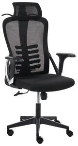 Kancelárska stolička čierna sieťovinové naklápacie operadlo nastaviteľná výška podrúčky moderné ergonomické kancelárske kreslo