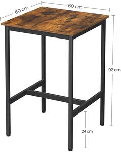 VASAGLE Barový stolík hnedý 60 x 92 x 60 cm
