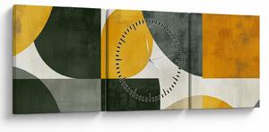 Obraz - Abstrakcia v olivovej farbe (s hodinami) (90x30 cm)
