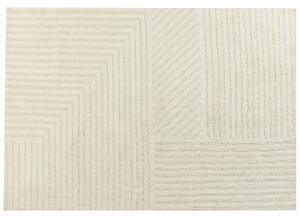 Koberec béžový vlnený 160 x 230 cm pásikavý vzor jednofarebný moderný minimalistický koberec obývacia izba spálňa