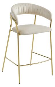 Luxusná barová stolička BADIA vo velúrovom štýle v béžovej farbe