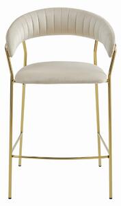 BADIA LUX Luxusná barová stolička vo velúrovom štýle v béžovej farbe