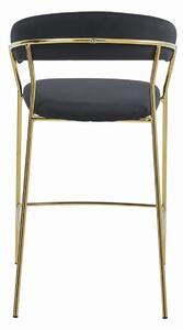 BADIA LUX Luxusná barová stolička vo velúrovom štýle v čiernej farbe
