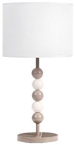 Stolná lampa béžová a biela železný podstavec biele tienidlo mid-century modern štýl obývacia izba spálňa