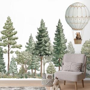 Tapeta medveď v balóne nad lesom