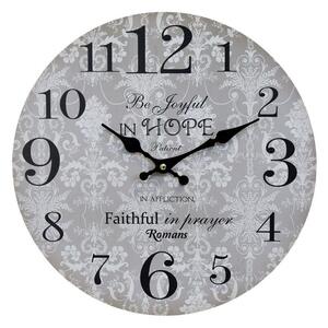 Šedé nástenné hodiny Be Joyful in Hope – Ø 34 cm/ 1*AA - Chic Antique