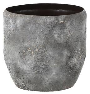 Sivý veľký kovový obal na kvetináč Rough - Ø 40*37 cm - J-Line by Jolipa