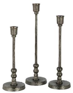 Set 3ks granitový antik kovový svietnik na úzku sviečku Becca - Ø 10*40 cm - J-Line by Jolipa