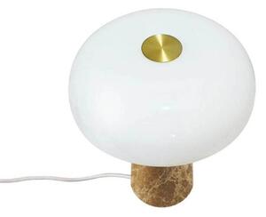 Stolová lampa Glossy, béžová/biela, výška 24 cm, mramor/sklo, Krémová / jantárovo žltá, Obývacia izba / jedáleň, Kameň, Škandinávsky, Stojacie svietidlo