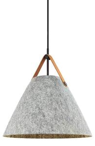 Závesné svietidlo Strap, svetlosivé, Ø 36 cm, kov/koža, Hliník / sivá / zinok, Obývacia izba / jedáleň, Textil / látka / hodváb, Škandinávsky, Závesné svietidlo
