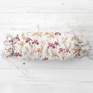 Biante Vankúš valec bonbon Sandra SA-636 Vínovo-béžové kosatce na bielom 15x40 cm